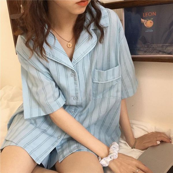 pajamas summer korean sweet womens sleepwears girls striped lapel home clothes kawaii plus size loose pijama ladies pyjama set, Black;red
pajamas summer korean sweet womens sleepwears girls striped lapel home clothes kawaii plus size loose pijama ladies pyjama set, Black;red