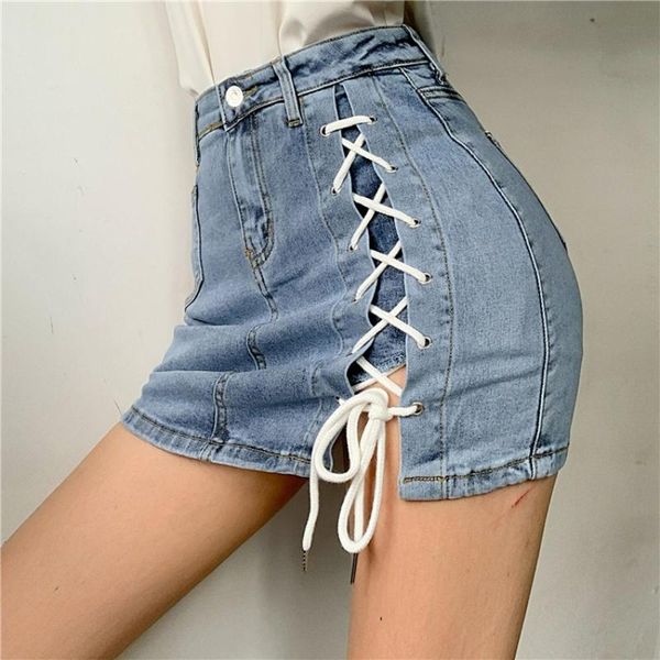 skirts lace up bandage denim skirt women fashion shorts, Black 
skirts lace up bandage denim skirt women fashion shorts, Black