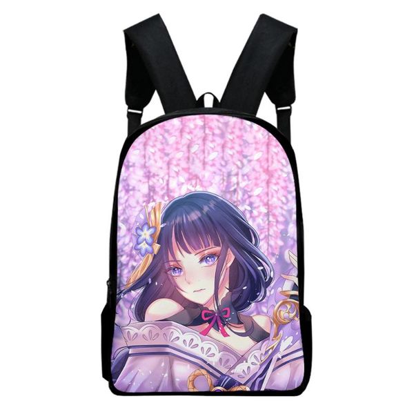 backpack genshin impact raiden shogun 3d printing men women oxford school bag teen boys girls child travel