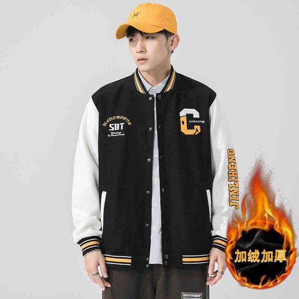 baseball suit autumn and plush thickened brand men's winter stand collar et fashion casual warm coat, Black;brown
baseball suit autumn and plush thickened brand men's winter stand collar et fashion casual warm coat, Black;brown