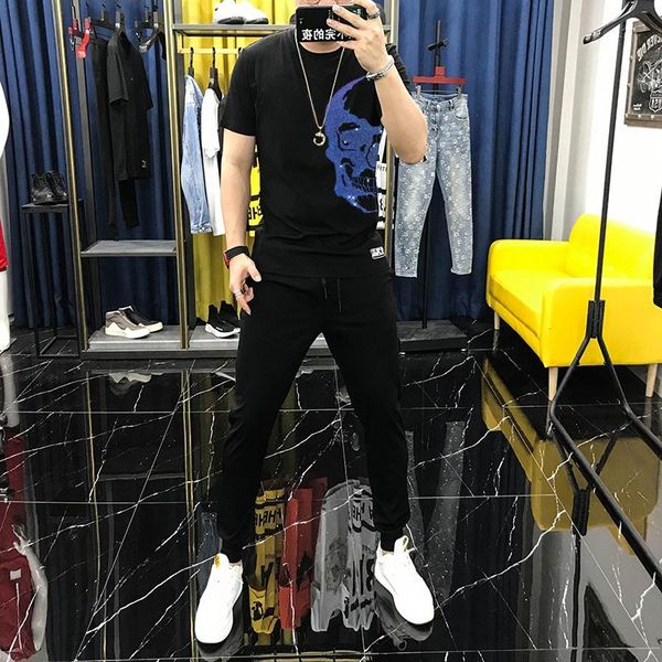 men's tracksuits casual cotton gradient color skull tracksuit with drilling sets brand short sleeve + pants jogging summer t-shirt, Gray
men's tracksuits casual cotton gradient color skull tracksuit with drilling sets brand short sleeve + pants jogging summer t-shirt, Gray