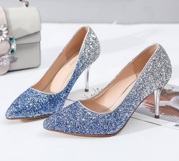 dress shoes 2021 women 8cm heels brand pumps luxury pointed toe bling party wedding, Black
dress shoes 2021 women 8cm heels brand pumps luxury pointed toe bling party wedding, Black