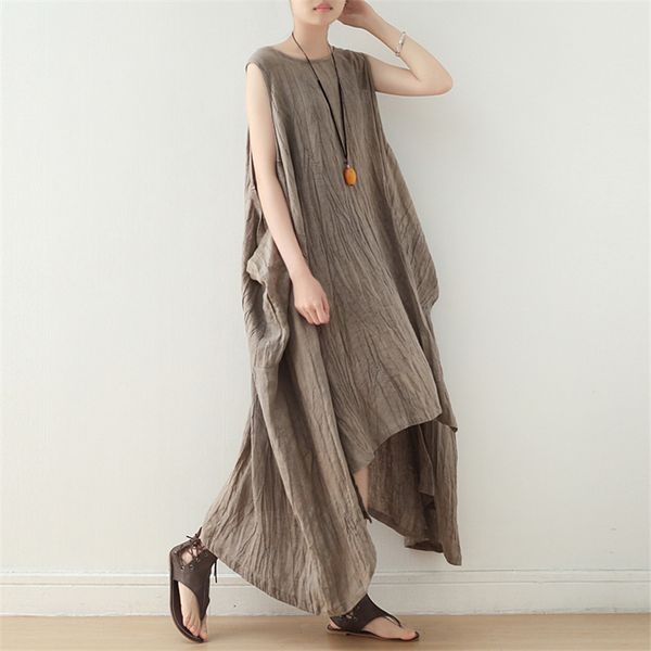 johnature women solid color sleeveless dress linen summer irregular vintage women robes tanks dresses 210521, Black;gray
johnature women solid color sleeveless dress linen summer irregular vintage women robes tanks dresses 210521, Black;gray