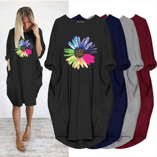 plus size 5xl midi dress womens cami cute sunflower print pocket long sleeve autumn casual loose vintage party vestidos femme, White
plus size 5xl midi dress womens cami cute sunflower print pocket long sleeve autumn casual loose vintage party vestidos femme, White