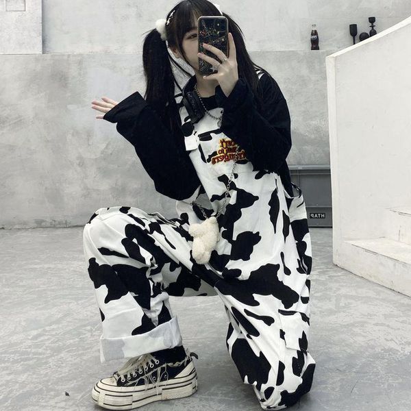 women's pants & capris hippie cow print jumpsuits harajuku patterned trousers korean fashion overalls casual baggie wide leg spring 202, Black;white
women's pants & capris hippie cow print jumpsuits harajuku patterned trousers korean fashion overalls casual baggie wide leg spring 202, Black;white