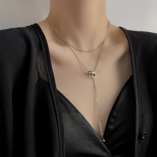 origin summer minimalist chain double circle ring pendant necklace for women vintage layer wedding jewelry necklaces, Silver
origin summer minimalist chain double circle ring pendant necklace for women vintage layer wedding jewelry necklaces, Silver