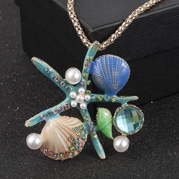 pendant necklaces women marine series necklace starfish shell imitation pearl crystal clavicle chain for girls lxh, Silver
pendant necklaces women marine series necklace starfish shell imitation pearl crystal clavicle chain for girls lxh, Silver