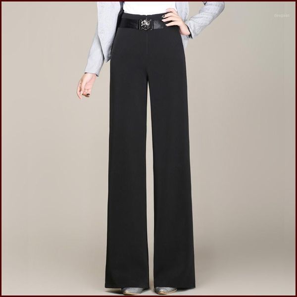 elegant 2021 autumn spring women pants office ladies high waist casual full length soild zipper wide leg fashion women's & capris, Black;white 
elegant 2021 autumn spring women pants office ladies high waist casual full length soild zipper wide leg fashion women's & capris, Black;white