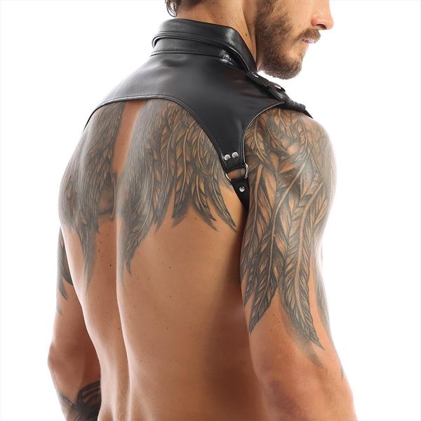mens male fashion lingerie clubwear faux leather adjustable body chest harness lapel punk bondage costume with press buttons, White;black
mens male fashion lingerie clubwear faux leather adjustable body chest harness lapel punk bondage costume with press buttons, White;black