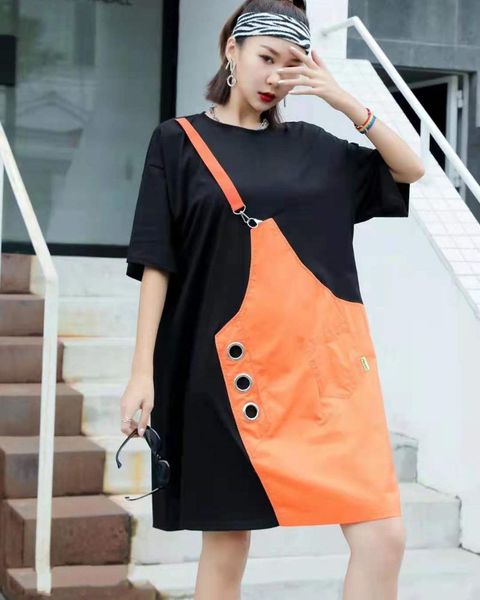 women's t-shirt contrast color short sleeve women street wear long tees summer thin jumper, White
women's t-shirt contrast color short sleeve women street wear long tees summer thin jumper, White