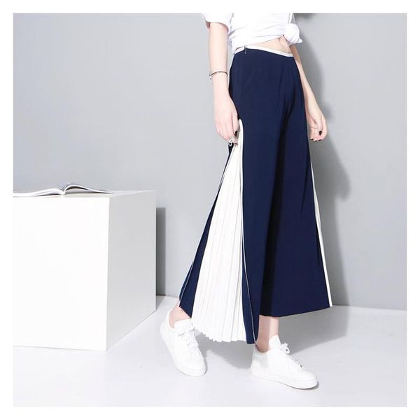 women's pants & capris 2021 spring and summer wide-legged women elastic waist chiffion unique fold spliced trousters ladies, Black;white
women's pants & capris 2021 spring and summer wide-legged women elastic waist chiffion unique fold spliced trousters ladies, Black;white