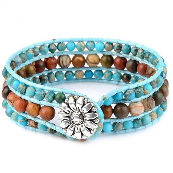 tennis bohemia natural stone bracelet leather multicolor handmade wide flower buckle bead string bracelets for women jewelry, Golden;silver
tennis bohemia natural stone bracelet leather multicolor handmade wide flower buckle bead string bracelets for women jewelry, Golden;silver