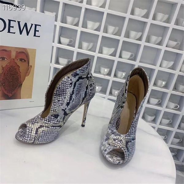 snake pattern genuine leather heels shoes women pump runway peep toe luxury ladies party club sandals, Black
snake pattern genuine leather heels shoes women pump runway peep toe luxury ladies party club sandals, Black