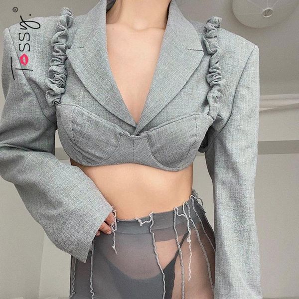 women's suits & blazers tossy grey v-neck cropped ruched slim camis fashion women short gray y2k stearwear two pieces set 2021, White;black
women's suits & blazers tossy grey v-neck cropped ruched slim camis fashion women short gray y2k stearwear two pieces set 2021, White;black