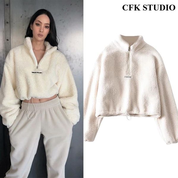 women lambswool with stand collar letter print long sleeve thick sweatershirt femme casual high street fashion white jumper women's woo, Black
women lambswool with stand collar letter print long sleeve thick sweatershirt femme casual high street fashion white jumper women's woo, Black
