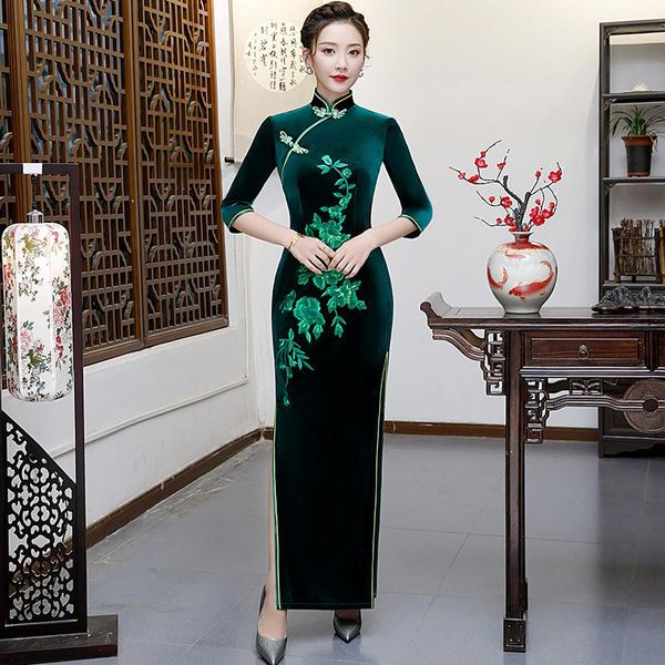 green velour women embroidery cheongsam slim party dress spring chinese style mandarin collar qipao gown vestido s-5xl ethnic clothing, Red
green velour women embroidery cheongsam slim party dress spring chinese style mandarin collar qipao gown vestido s-5xl ethnic clothing, Red