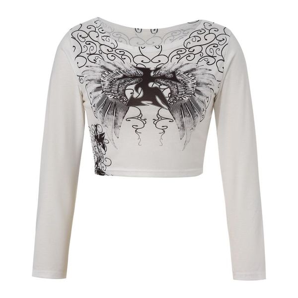 women's t-shirt women clothing long sleeve with navel chic pattern skinny fit polyester autumn spring t-shirts, White
women's t-shirt women clothing long sleeve with navel chic pattern skinny fit polyester autumn spring t-shirts, White