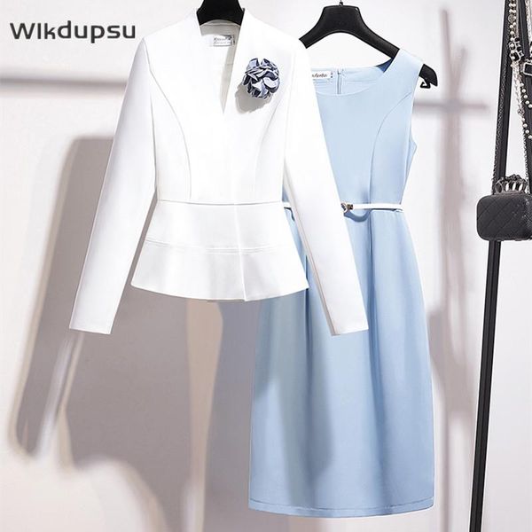 work dresses fashion formal dress suits for women 2 piece set elegant office ladies slim fit blazer business wear clothes female outfits, White;black
work dresses fashion formal dress suits for women 2 piece set elegant office ladies slim fit blazer business wear clothes female outfits, White;black