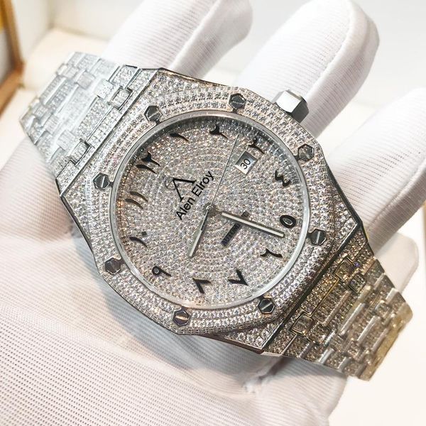 wristwatches silver iced out watch arabic numbers swiss eta movement sapphire glass glide smooth second hand watches, Slivery;brown
wristwatches silver iced out watch arabic numbers swiss eta movement sapphire glass glide smooth second hand watches, Slivery;brown