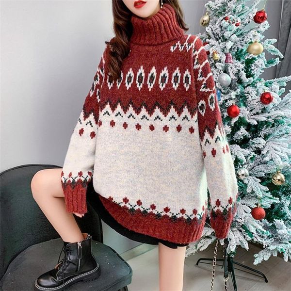 women's sweaters christmas turtleneck sweater lazy wind loose korean autumn and winter fashion knitted top, White;black
women's sweaters christmas turtleneck sweater lazy wind loose korean autumn and winter fashion knitted top, White;black