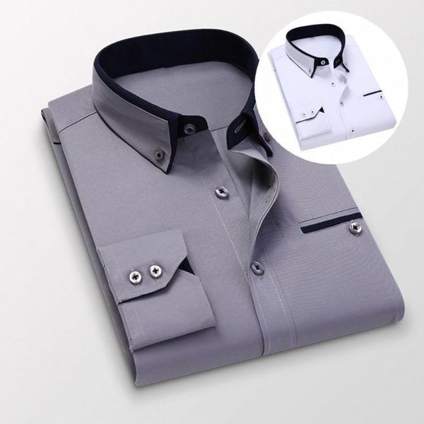 men's dress shirts soft trendy formal fit anti-iron business shirt skin-friendly long sleeve for work, White;black
men's dress shirts soft trendy formal fit anti-iron business shirt skin-friendly long sleeve for work, White;black