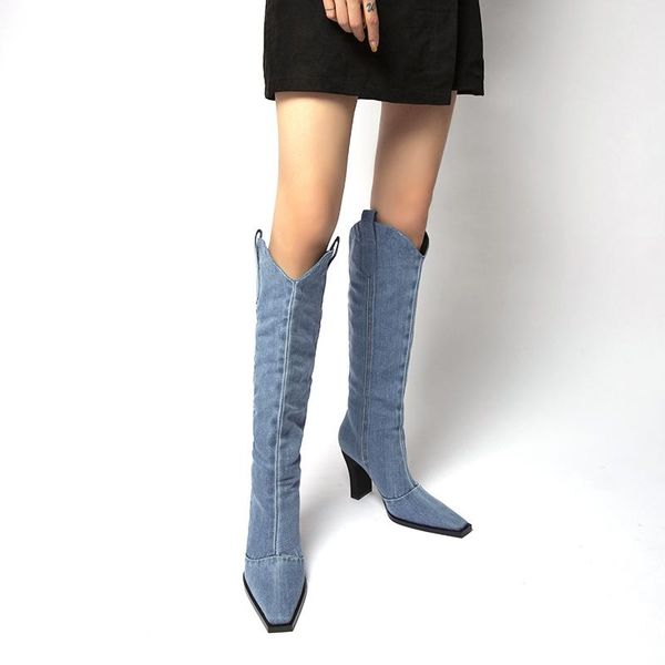 boots 2021 autumn and winter women's female knight shoes knee-length pointed toe jeans on blue, Black
boots 2021 autumn and winter women's female knight shoes knee-length pointed toe jeans on blue, Black
