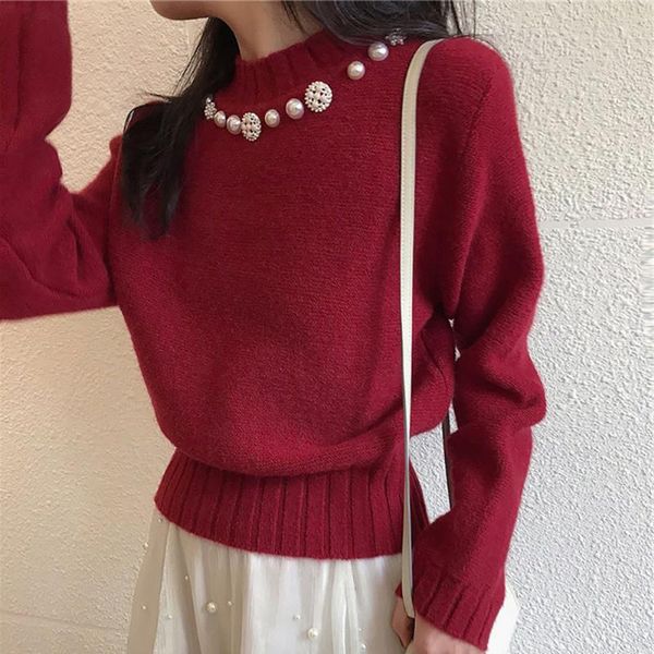 women's sweaters elegant pearls beading long sleeve mock neck knitted pullovers women fashion loose spring autumn sweater woman white b, White;black
women's sweaters elegant pearls beading long sleeve mock neck knitted pullovers women fashion loose spring autumn sweater woman white b, White;black