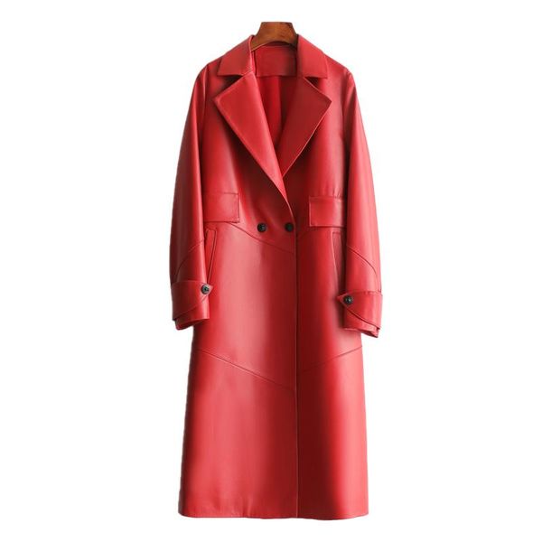 women's leather & faux genuine real sheepskin suede coat jacket lady dress spring autumn women outerwear long garment lf21040kqn, Black
women's leather & faux genuine real sheepskin suede coat jacket lady dress spring autumn women outerwear long garment lf21040kqn, Black