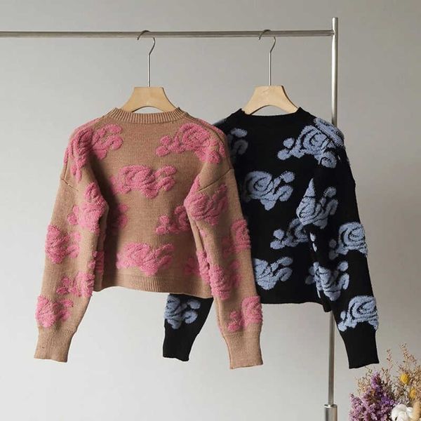 women's sweaters autumn winter long sleeve cropped women korean fashion vintage fuzzy flower jacquard knitted pullover pull y8, White;black
women's sweaters autumn winter long sleeve cropped women korean fashion vintage fuzzy flower jacquard knitted pullover pull y8, White;black