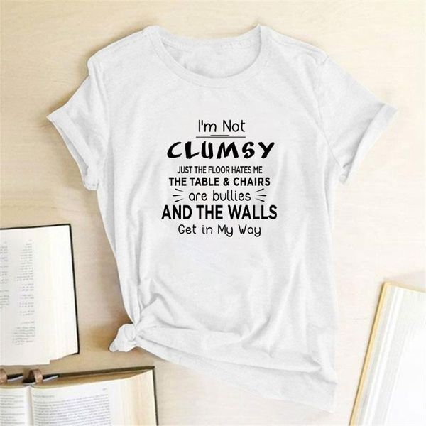 women's t-shirt i' not clumsy print t-shirts women clothes summer shirts for loose tee shirt femme cotton roound neck ropa mujer, White
women's t-shirt i' not clumsy print t-shirts women clothes summer shirts for loose tee shirt femme cotton roound neck ropa mujer, White