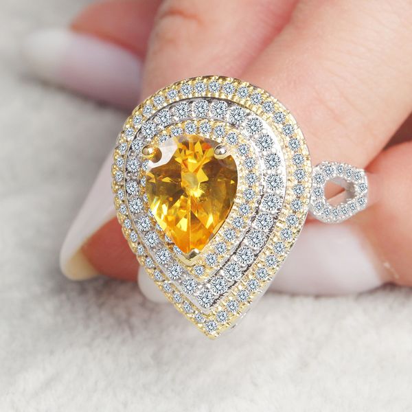lady's dazzling pear cut yellow diamonique cz 18k gold filled wedding party promise ring lover gift, Silver
lady's dazzling pear cut yellow diamonique cz 18k gold filled wedding party promise ring lover gift, Silver