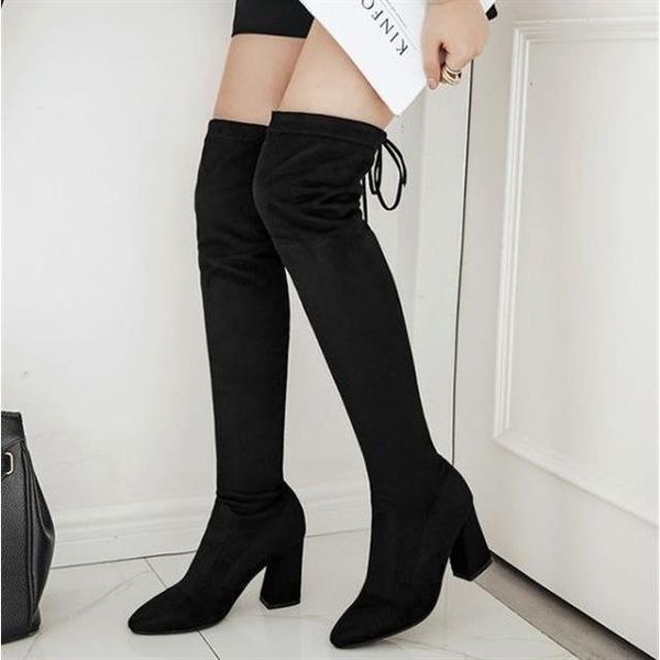 boots pointed thick heel elastic suede beautiful thin high knee large 43 45 46, Black
boots pointed thick heel elastic suede beautiful thin high knee large 43 45 46, Black