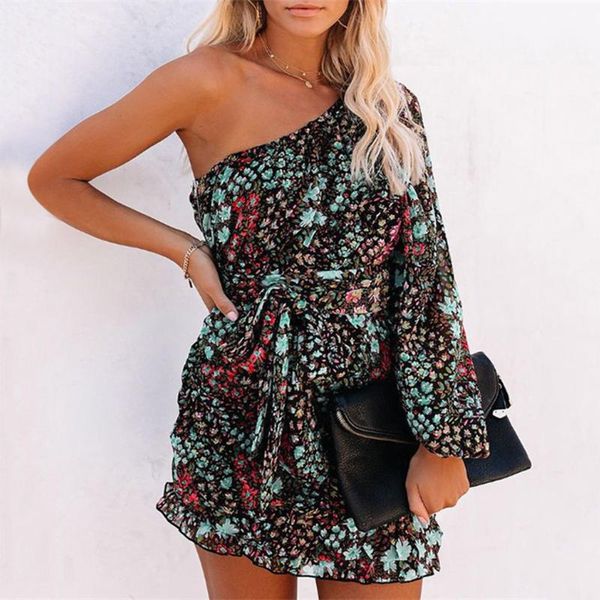 casual dresses small floral women dress one-shoulder long-sleeved mini diagonal collar drawstring printed vestidos de verano, Black;gray
casual dresses small floral women dress one-shoulder long-sleeved mini diagonal collar drawstring printed vestidos de verano, Black;gray