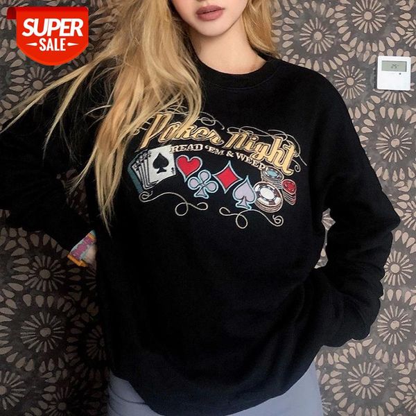 women embroidery casual loose pullover poker letter pattern autumn long sleeve round neck wild harajuku for ladies #we95, Black
women embroidery casual loose pullover poker letter pattern autumn long sleeve round neck wild harajuku for ladies #we95, Black