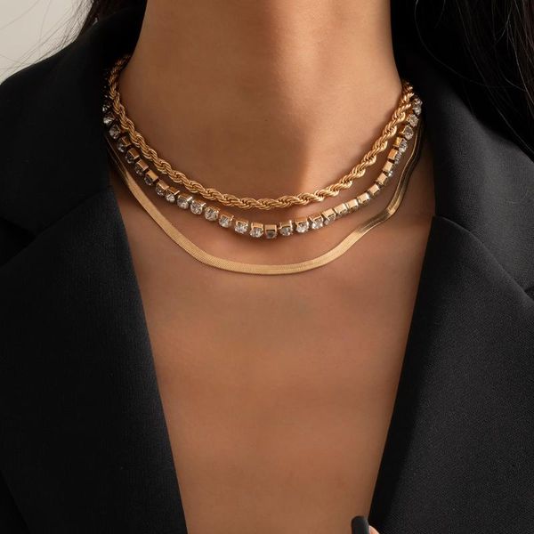 chokers lacteo 3pcs/set bohemian twisted metal choker necklace for women punk rhinestone multi layer chain snake jewelry, Golden;silver
chokers lacteo 3pcs/set bohemian twisted metal choker necklace for women punk rhinestone multi layer chain snake jewelry, Golden;silver