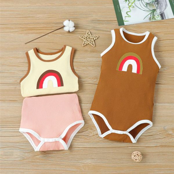 rompers 2021 baby's ribbed jumpsuit toddler boy girl solid color o-neck sleeveless romper button short pants breathable summer clothing, Blue 
rompers 2021 baby's ribbed jumpsuit toddler boy girl solid color o-neck sleeveless romper button short pants breathable summer clothing, Blue