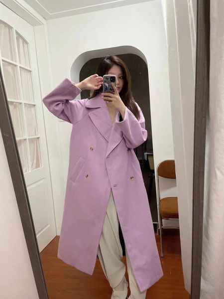 women's wool & blends bbwm 2021 women autumn office lady purple long sleeve coat female vintage streetwear double breasted casual loose, Black
women's wool & blends bbwm 2021 women autumn office lady purple long sleeve coat female vintage streetwear double breasted casual loose, Black