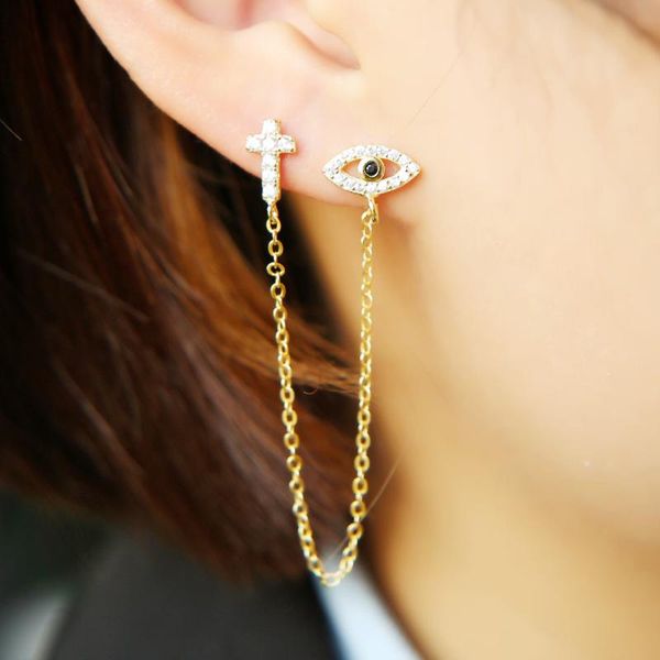 dangle & chandelier real 925 sterling silver two piercing studs cz cross evil eye earring long delicate chain tassel classic cute stud jewel
dangle & chandelier real 925 sterling silver two piercing studs cz cross evil eye earring long delicate chain tassel classic cute stud jewel