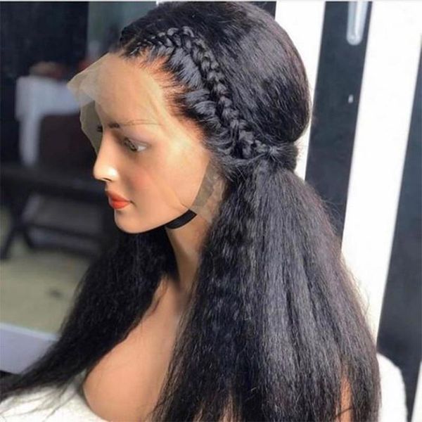 synthetic wigs black yaki lace front wig for women with kinky straight 180% density baby hair glueless makeup
synthetic wigs black yaki lace front wig for women with kinky straight 180% density baby hair glueless makeup