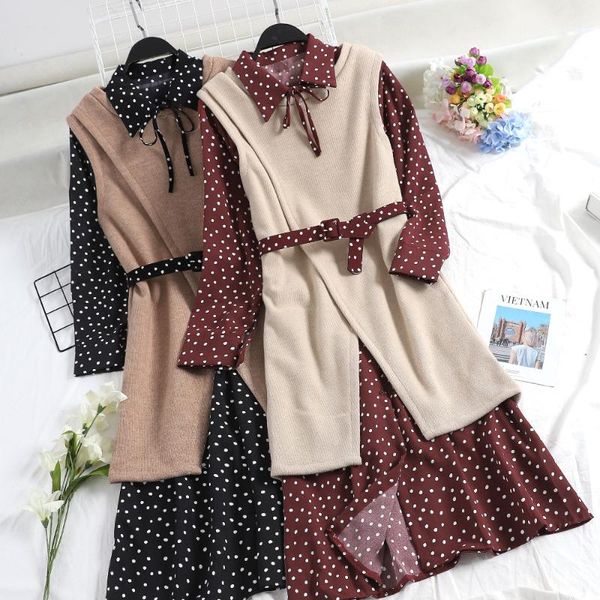 women's two piece pants 2021 fashion set dress autumn and winter knit split vest +dot two-piece, White
women's two piece pants 2021 fashion set dress autumn and winter knit split vest +dot two-piece, White