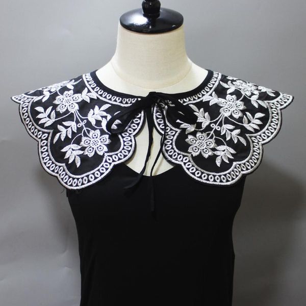 bow ties women black floral embroidered fake collar shawl dress shirt shoulder wrap false detachable collars decrative, Black;gray
bow ties women black floral embroidered fake collar shawl dress shirt shoulder wrap false detachable collars decrative, Black;gray