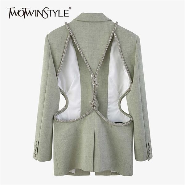 twotyle hollow out solid blazer for women notched long sleeve casual korean blazers female spring fashion clothes 211006, White;black
twotyle hollow out solid blazer for women notched long sleeve casual korean blazers female spring fashion clothes 211006, White;black