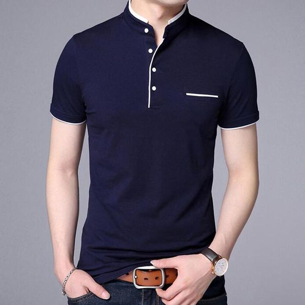 men's polos 2021 summer stand collar shirt casual pure cotton color breathable t-shirt brand clothing, White;black
men's polos 2021 summer stand collar shirt casual pure cotton color breathable t-shirt brand clothing, White;black