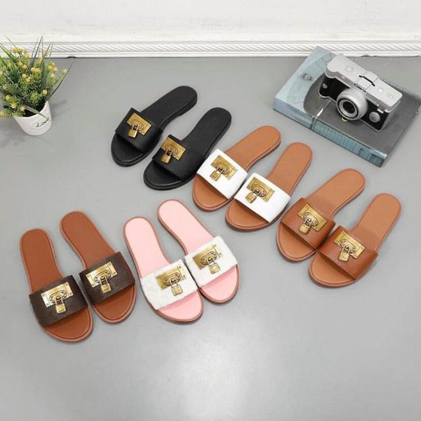 slippers quality high women's shoes gold lock flat european and american style sandals fashion fish mouth indoor shoe, Black
slippers quality high women's shoes gold lock flat european and american style sandals fashion fish mouth indoor shoe, Black