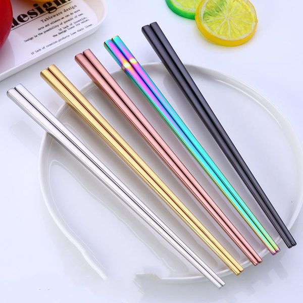 chopsticks 1 pair stainless steel metal chop sticks tableware silver gold multicolor wedding party festival supplieskitchen tool 
chopsticks 1 pair stainless steel metal chop sticks tableware silver gold multicolor wedding party festival supplieskitchen tool
