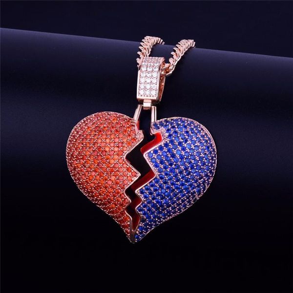 two-tone blue red cubic zircon broken heart pendant iced out couple necklace for men women hip hop party jewelry necklaces, Silver
two-tone blue red cubic zircon broken heart pendant iced out couple necklace for men women hip hop party jewelry necklaces, Silver