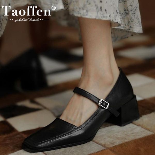 dress shoes taoffen design women pumps real leather square heel buckle high party footwear size 34-39, Black
dress shoes taoffen design women pumps real leather square heel buckle high party footwear size 34-39, Black