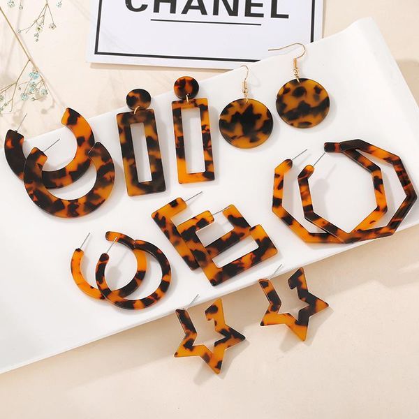 dangle & chandelier geometric tortoiseshell large drop earrings for women boho oversize circle heart square 2021 jewelry brincos, Silver