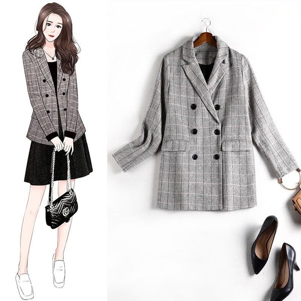 women's jackets plaid coat gray plus size spring model suit loose slimming casual vacation elegant, Black;brown
women's jackets plaid coat gray plus size spring model suit loose slimming casual vacation elegant, Black;brown