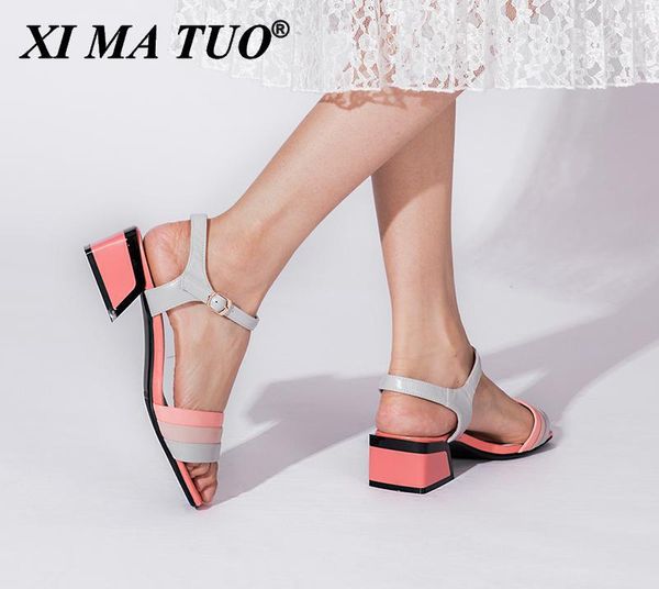 sandals color matching women's fashion leather buckle female shoes open toe mid-heel concise summer ladies c951, Black
sandals color matching women's fashion leather buckle female shoes open toe mid-heel concise summer ladies c951, Black